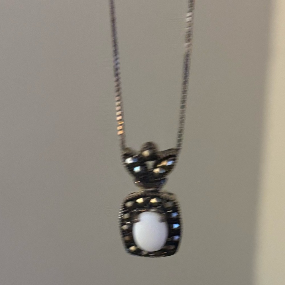 Genuine Diamond Oval Pendant Necklace- Rose Cut-Pave Diamond